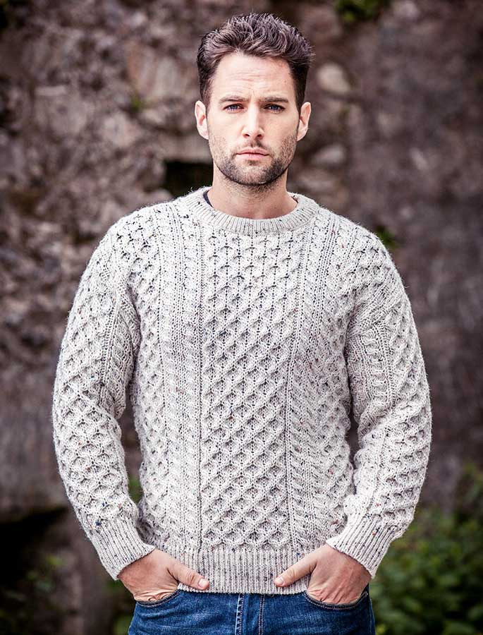 Mens Heavyweight Aran Wool Sweater | Glen Aran