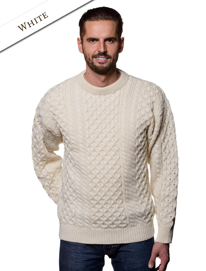 Mens Heavyweight Aran Wool Sweater 
