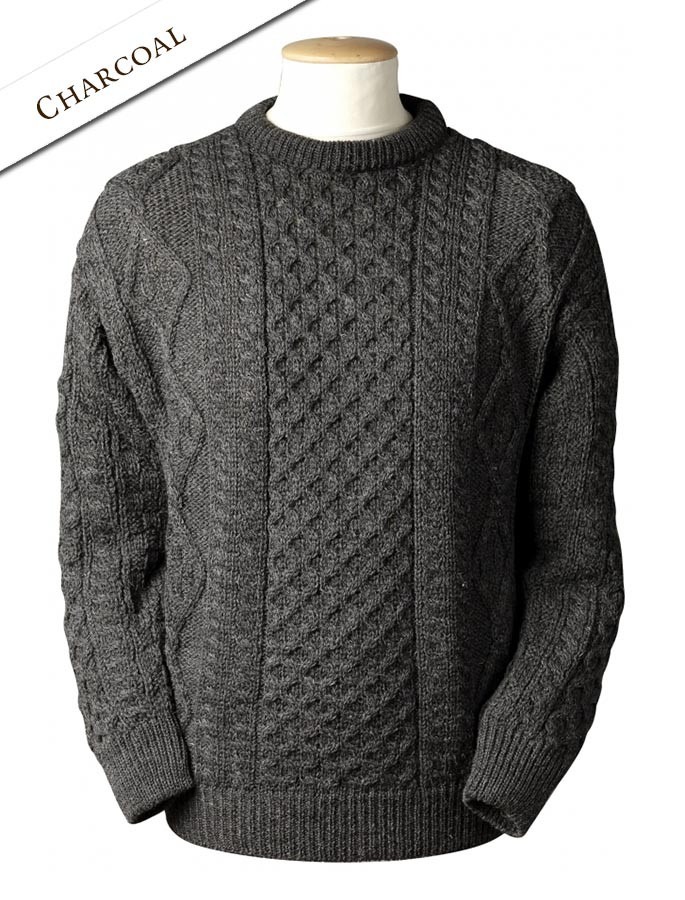 Traditional Aran Sweater 100% Pure New Wool Oatmeal Chunky&heavy