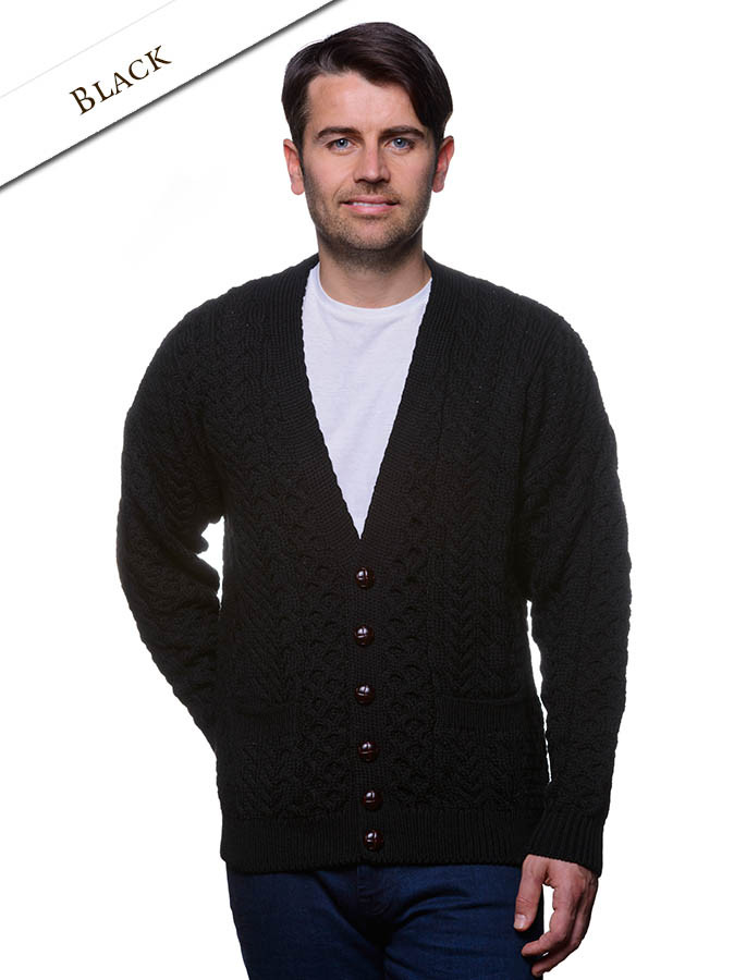 Merino Wool Aran V-Neck Cardigan | Glenaran