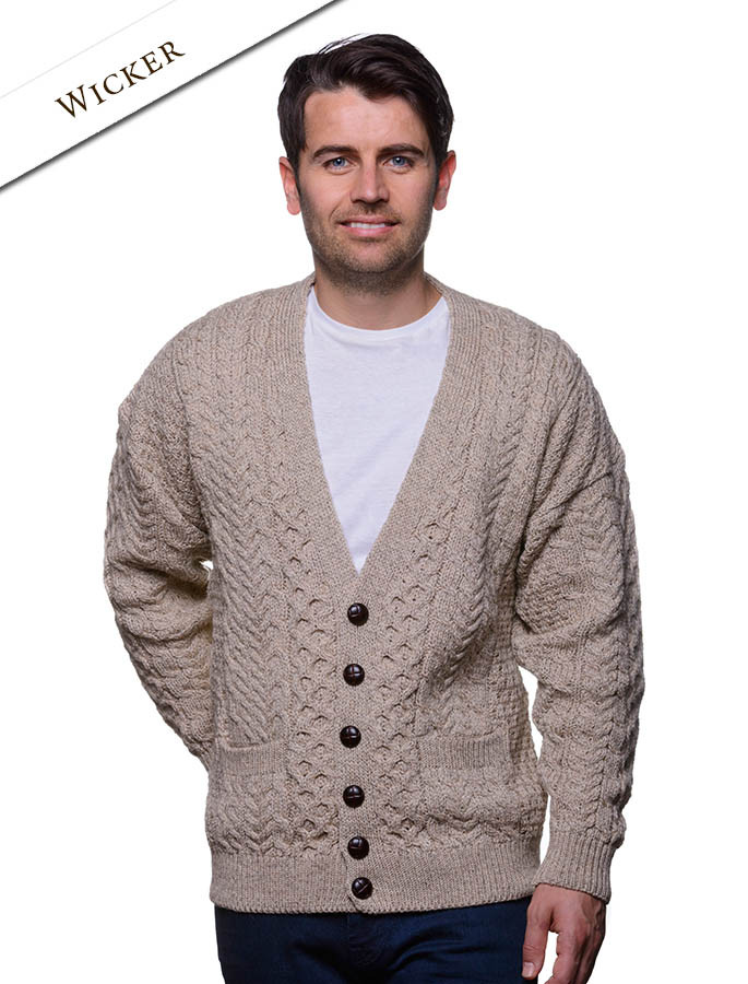 Merino Wool Aran V-Neck Cardigan | Glenaran