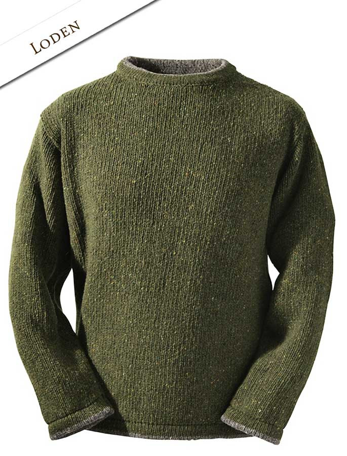 Wool & Cashmere Aran Sweater Loden Green