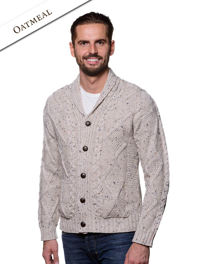 Shawl Collar Grandfather Cardigan Oatmeal : : Clothing, Shoes &  Accessories