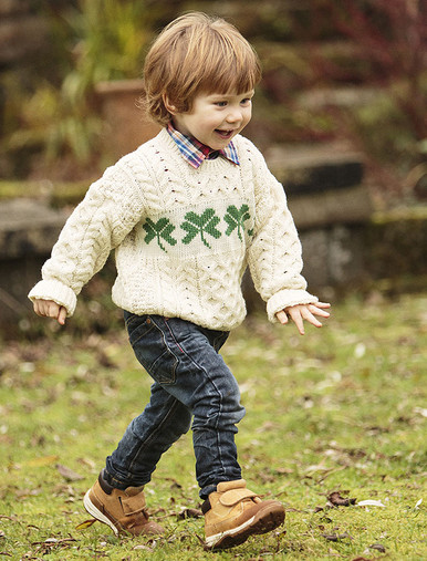 shamrock sweater, cable knit, boys, girl | Glenaran