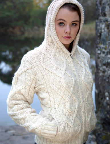 Hooded Merino Aran Jacket