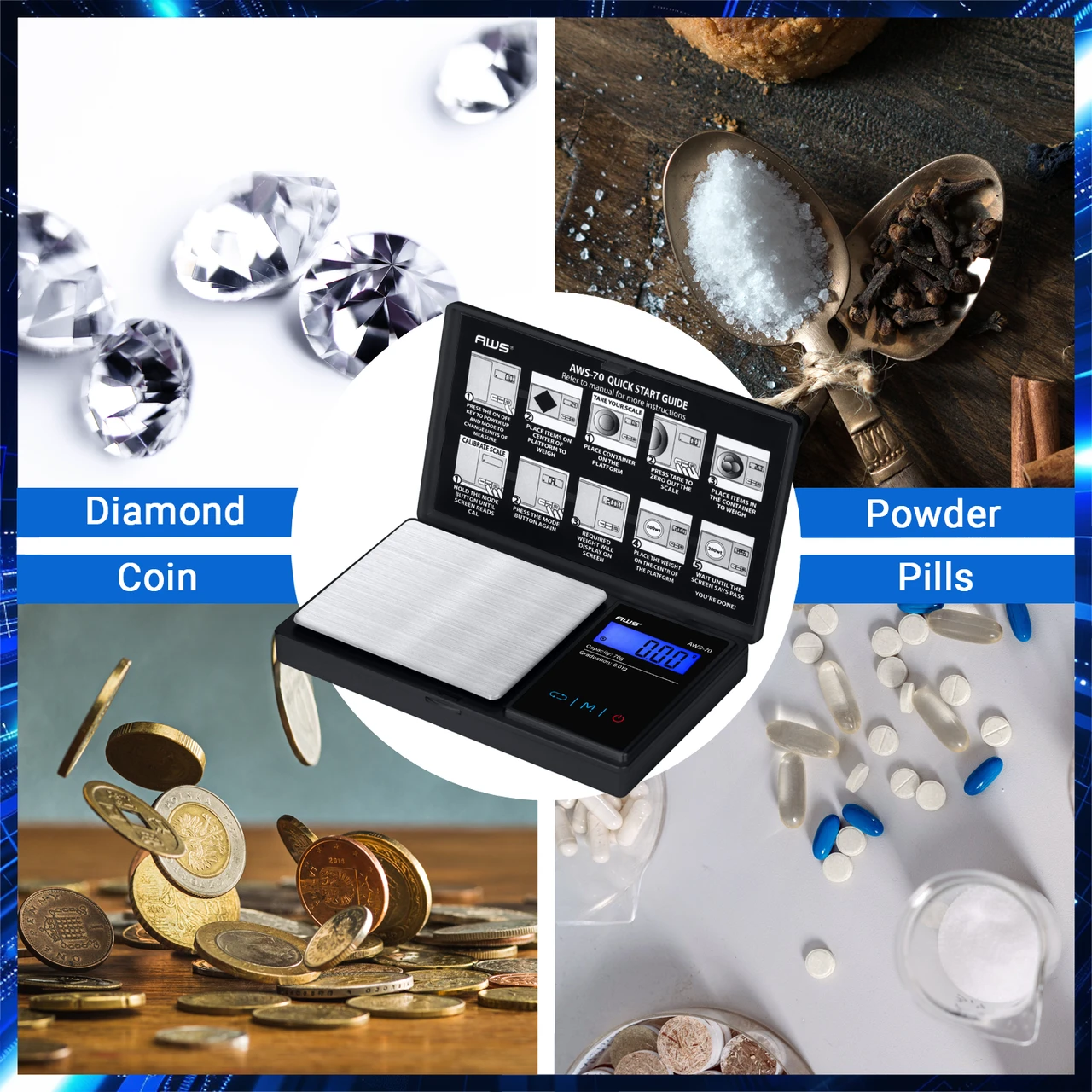 Precision pocket scale with LCD backlit display