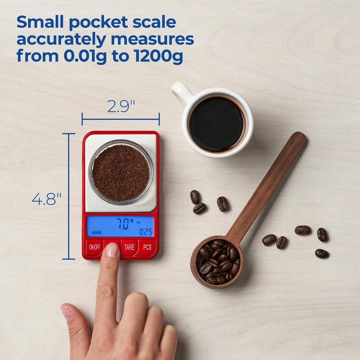 Precision pocket scale with LCD backlit display