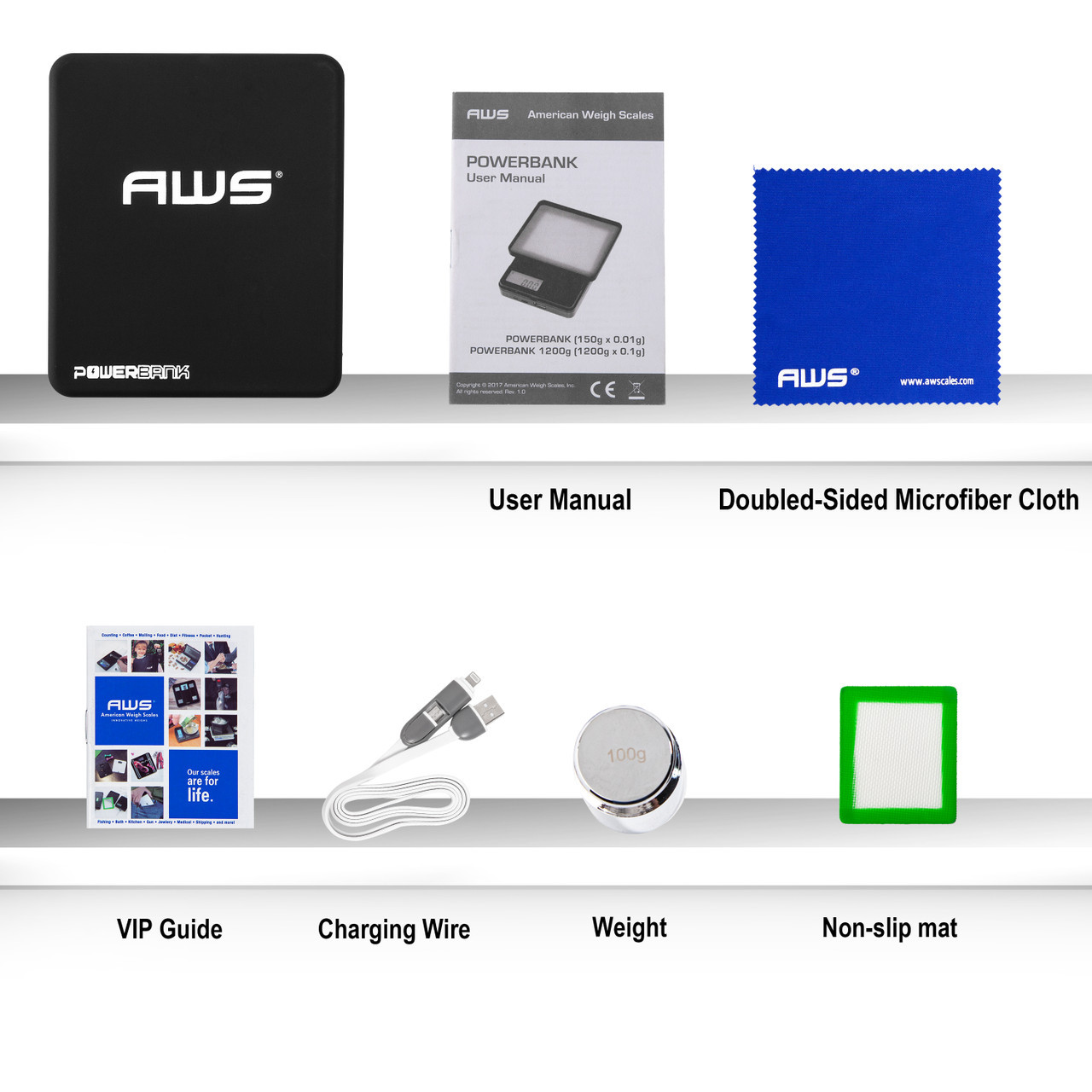 PowerBank1kg Rechargeable Digital Pocket Scale - American Weigh Scales