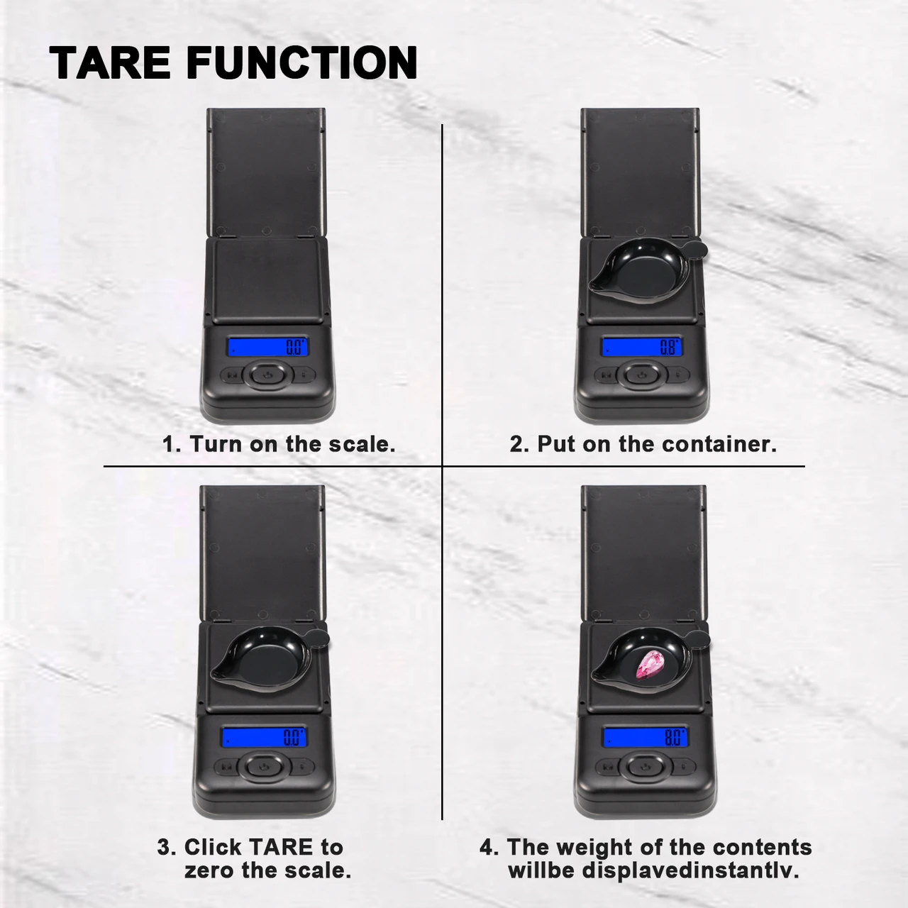 Precision pocket scale with LCD backlit display