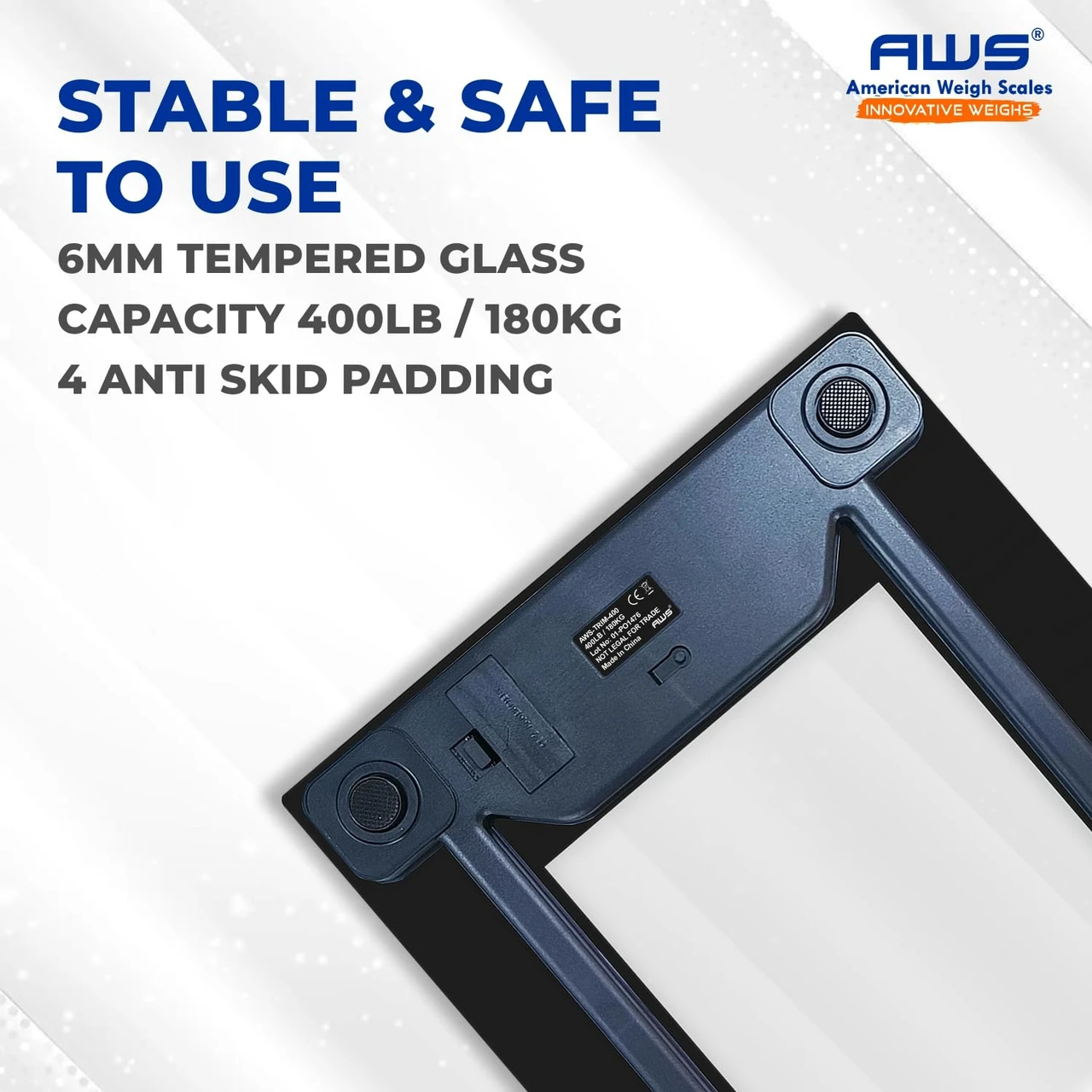 AWS-TRIM-400LB CLEAR GLASS BATHROOM SCALE