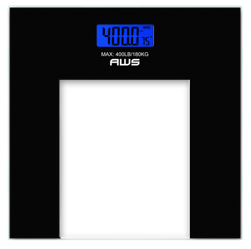 AWS-TRIM-400LB CLEAR GLASS BATHROOM SCALE