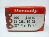 HORNADY BULLETS 25 CAL, 60 GR./.257" FLAT POINT