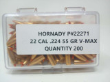 HORNADY BULLETS 22 CAL/.224", 55 GR. V-MAX (100)