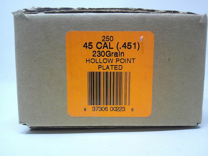 45 CAL/.451", 230 GR. HSM PLATED HOLLOW POINT
