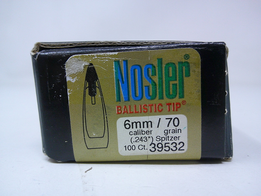 6MM CAL/.243", 70 GR. NOSLER BALLISTIC TIP, SPITZER #39532