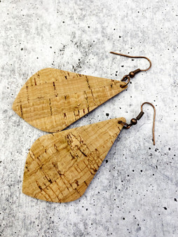 Cork and Copper Lightweight Earring: Natural