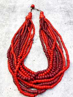 Lightweight Bead Statement Necklace: Red