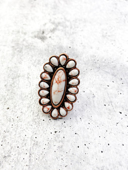 Adjustable Ring: Copper and White Stone