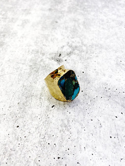 Turquoise and Gold Druzy Stone Ring