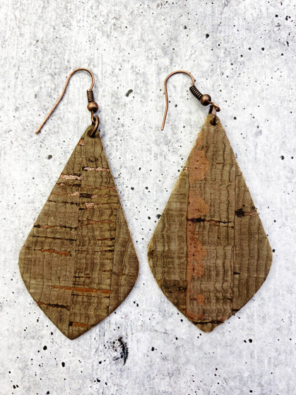 Cork and Copper Lightweight Earring: Brown