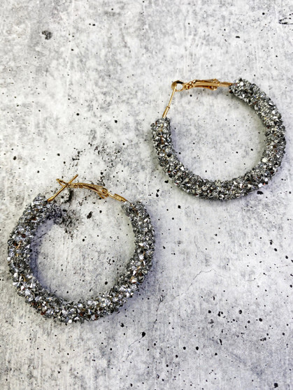 Hoop Earrings: Silver Glitter