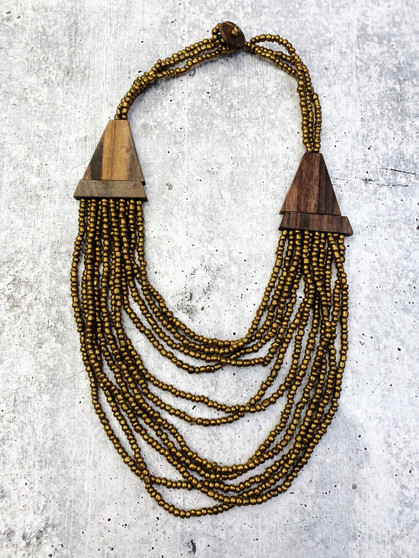 Multi Layer Bead Necklace: Bronze