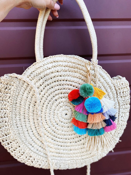 Pom Purse Charm Keychain: Multi Color