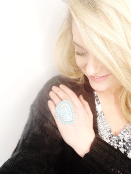 Adjustable Ring: Large Turquoise Stone