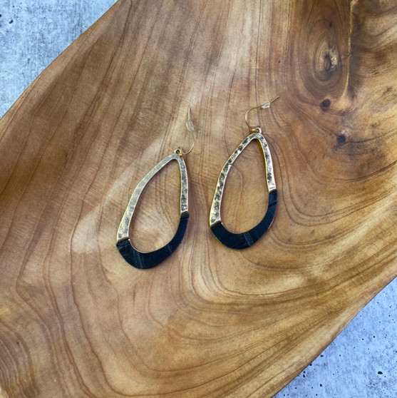 Gold and Leather Teardrop: Black