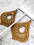 Lightweight Laser Cut Wood Earrings: Teardrop Golden