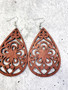 Lightweight Laser Cut Wood Earrings: Cherry