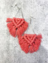 Macrame and Silver Earrings: Pink