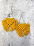 Macrame and Silver Earrings: Mustard Yellow