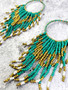 Cascading Bead Fringe Earring: Turquoise and Gold