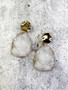 Gold and Druzy Stone Earrings: White