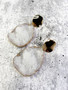 Gold and Druzy Stone Earrings: White