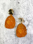Gold and Druzy Stone Earring: Orange