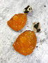 Gold and Druzy Stone Earring: Orange