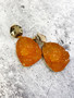 Gold and Druzy Stone Earring: Orange