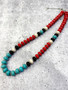 Turquoise and Red Round Bead Necklace