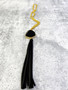 Stone and Tassel Necklace: Black