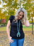 Long Rough Stone Turquoise Horseshoe Pendant Necklace