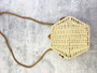 Wicker Cream Hexagon Purse with Faux Leather Braided Strap