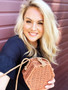 Wicker Orange Hexagon Purse with Faux Leather Braided Strap