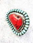 Adjustable Ring: Large Turquoise and Red Stone