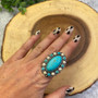 Turquoise and White Stone Ring 