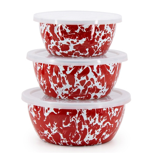 Red Swirl Mixing Bowl Set - Thumbnail 2