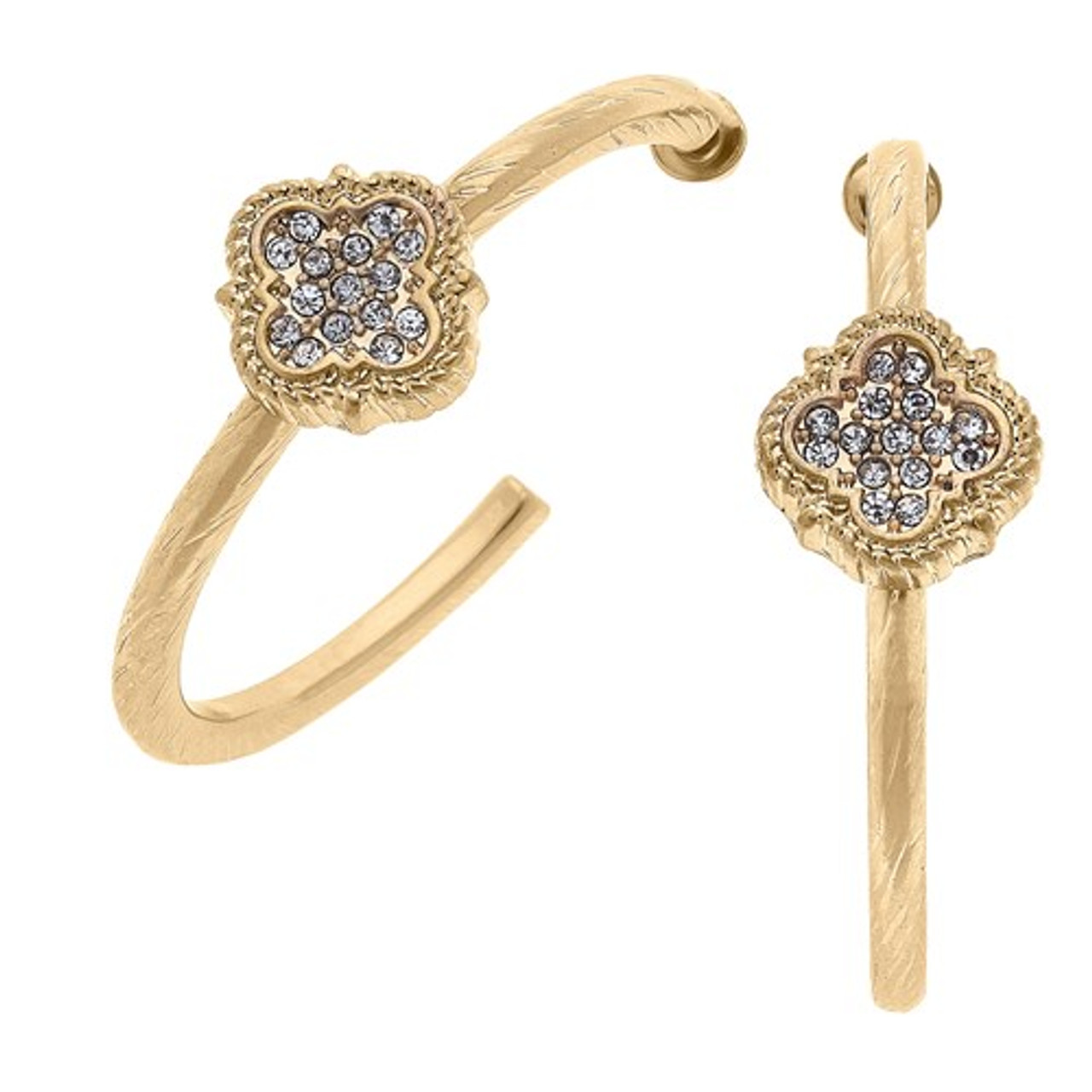 Perlée clovers hoop earrings 18K rose gold, Diamond - Van Cleef & Arpels