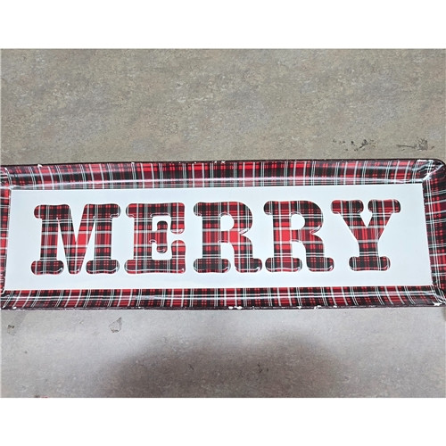 Merry Metal Tray with Handles