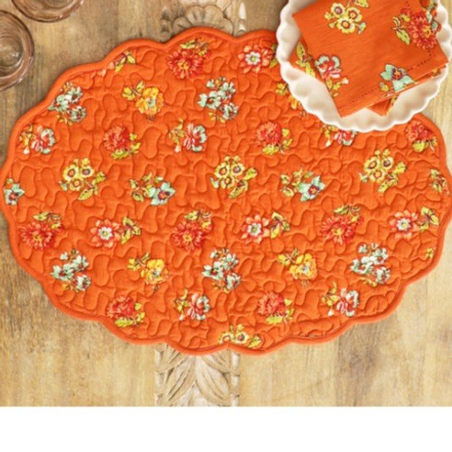 Terracotta Flower Toss Quilted Placemat by April Cornell